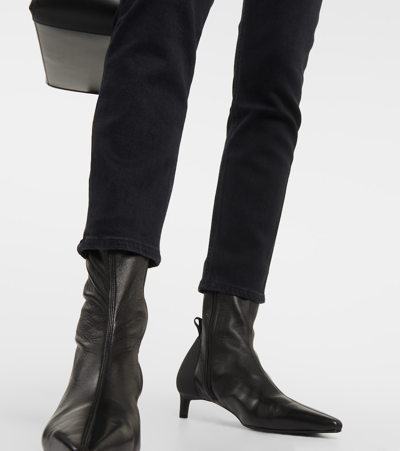 Agolde Nico High Waist Slim Cotton Jeans In Black