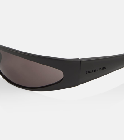 Shop Balenciaga Reverse Xpander Oval Sunglasses In Black