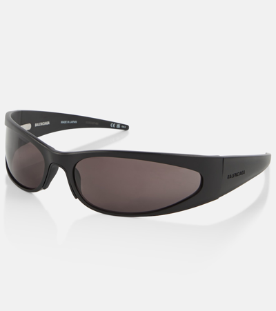 Shop Balenciaga Reverse Xpander Oval Sunglasses In Black