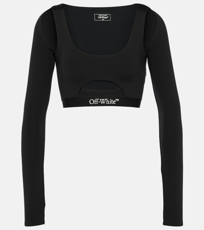 Off-white Logo-band Cropped Top In Black