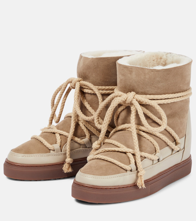 Shop Inuikii Classic Wedge Leather Ankle Boots In Beige