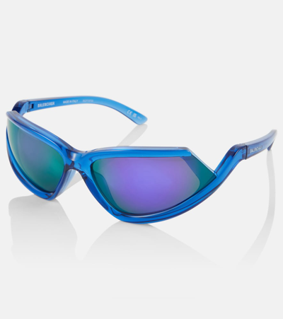 Balenciaga Ovale Sonnenbrille Side Xpander In Blue