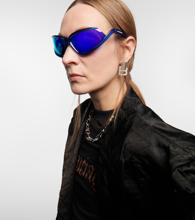 Balenciaga Ovale Sonnenbrille Side Xpander In Blue