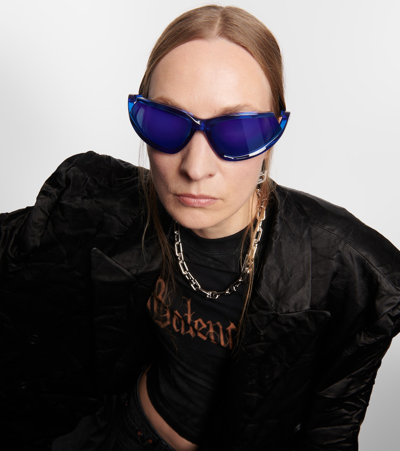 Balenciaga Ovale Sonnenbrille Side Xpander In Blue