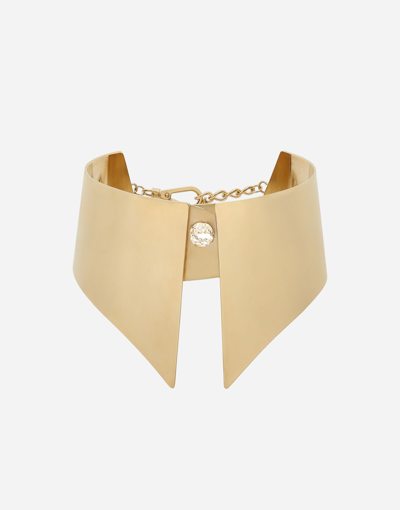 Shop Dolce & Gabbana Rigid Metal Shirt Collar Necklace In Gold