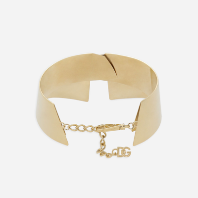 Shop Dolce & Gabbana Rigid Metal Shirt Collar Necklace In Gold