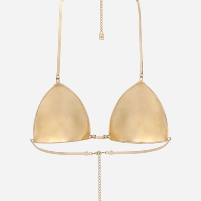 Shop Dolce & Gabbana Rigid Decorative Metal Bra In Gold