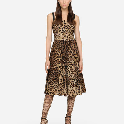 Dolce & Gabbana Leopard-print Midi Dress In Animal Print