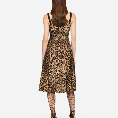 Shop Dolce & Gabbana Leopard-print Cady Wrap Dress In Animal Print