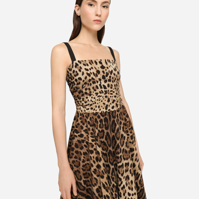 Shop Dolce & Gabbana Leopard-print Cady Wrap Dress In Animal Print