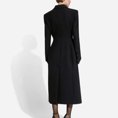 Shop Dolce & Gabbana Long Single-breasted Wool Cady Coat In Black