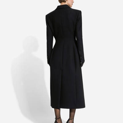 Dolce & Gabbana Long Double-breasted Wool Coat In Black