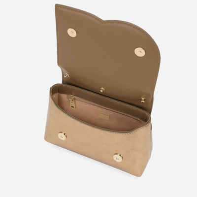 Shop Dolce & Gabbana Dg Logo Bag Top-handle Bag In Gold