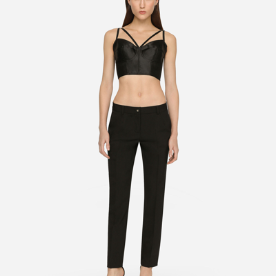 Dolce & Gabbana Wool Fabric Pants In Black