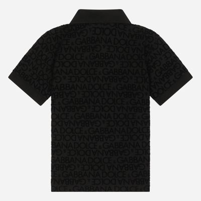 Dolce & Gabbana Logo-print Cotton Polo Shirt In Black