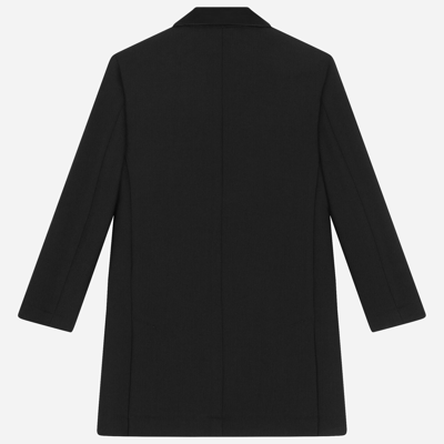 Shop Dolce & Gabbana Double-breasted Scuba Coat With Duchesse Inserts In Black