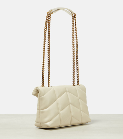 Shop Saint Laurent Puffer Toy Leather Shoulder Bag In White