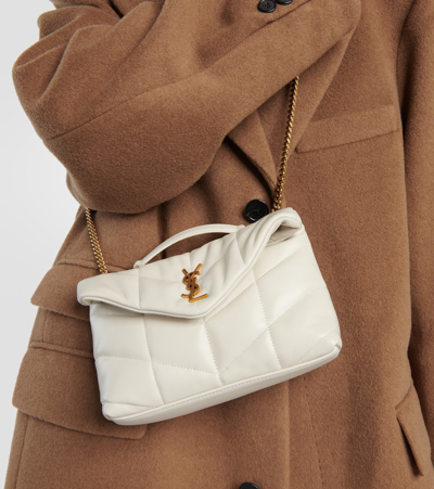 Saint Laurent Loulou Toy Puffer Quilted Shoulder Bag In White