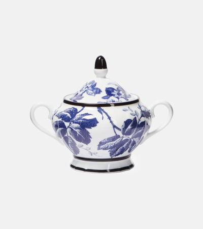 Shop Gucci Herbarium Porcelain Sugar Bowl In Blue