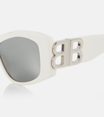 Shop Balenciaga Dynasty Rectangular Sunglasses In White