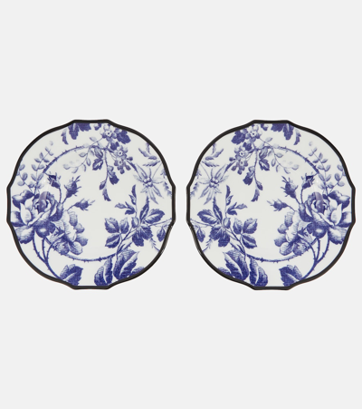 Shop Gucci Herbarium Set Of Two Accent Plates In Blue