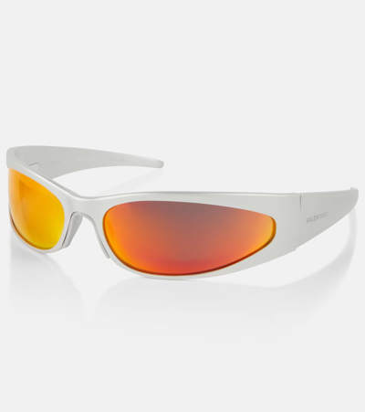 Balenciaga Silver Reverse Xpander 2.0 Rectangle Sunglasses In Silver