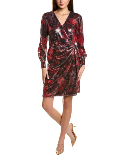 Shop Anne Klein Sequin Wrap Dress In Red