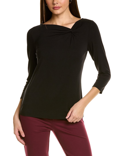 Shop Anne Klein Asymmetric Twist Neck Sweater In Black