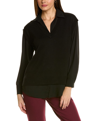 Shop Anne Klein V-neck Sweater Vest Blouse In Black