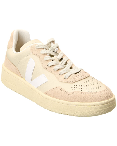 Shop Veja V-90 Leather & Suede Sneaker In White