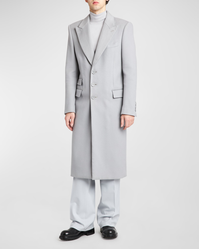 Shop Dolce & Gabbana Men's Solid Cashmere Topcoat In Light Grey