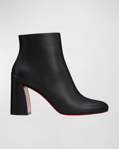 Shop Christian Louboutin Turela Calfskin Red Sole Ankle Booties In Bk01 Black
