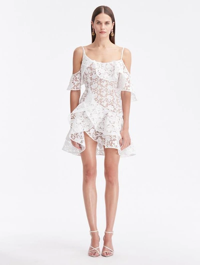Shop Oscar De La Renta Gardenia Guipure Lace Ruffle Dress In White