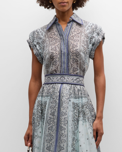 Shop Zimmermann Matchmaker Fitted Paisley Blouse In Blue Bandana