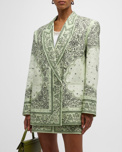 Zimmermann Matchmaker Linen Duster Jacket In Mint Bandana