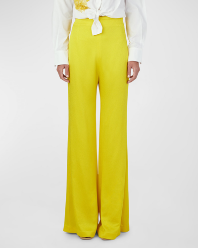 Shop Silvia Tcherassi Palermo High-rise Wide-leg Pants In Yellow