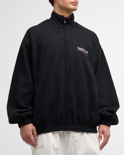 Balenciaga Men's Political Campaign Zip-up Jacket In Black