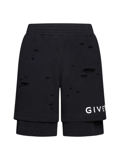 Shop Givenchy Shorts In Faded Black