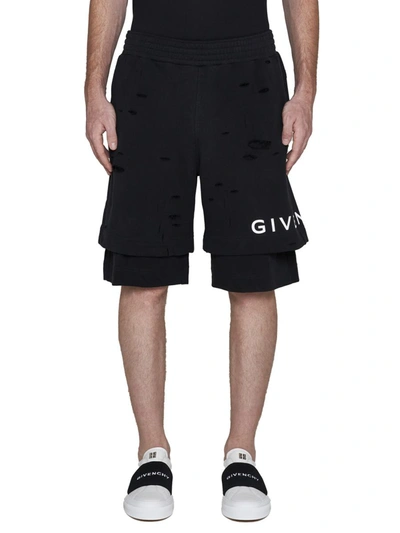 Shop Givenchy Shorts In Faded Black