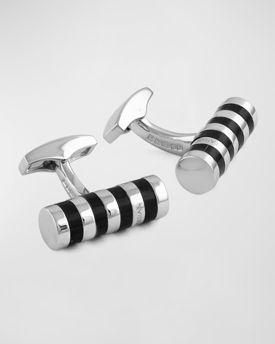 Shop Tateossian Men's Cylindrical Rotating Cufflinks In Black