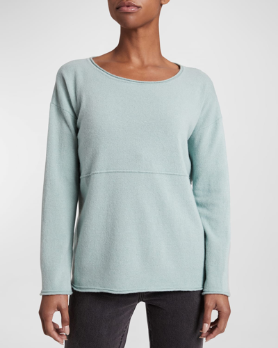 Shop Santorelli Misha Boxy Scoop-neck Wool-cashmere Sweater In Sage