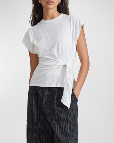 Shop Apiece Apart Nina Tie-waist Organic Cotton Top In Cream