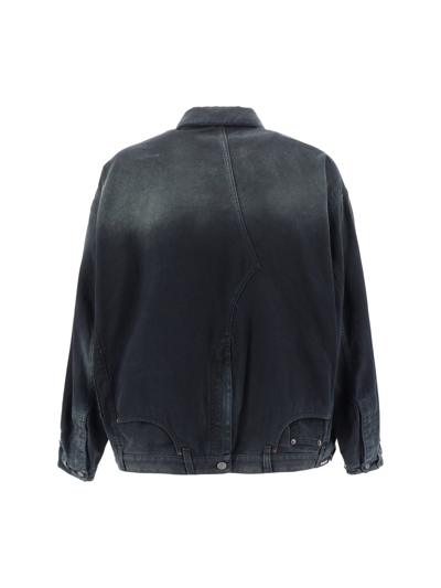 Shop Balenciaga Denim Jacket In Sunbleached Black