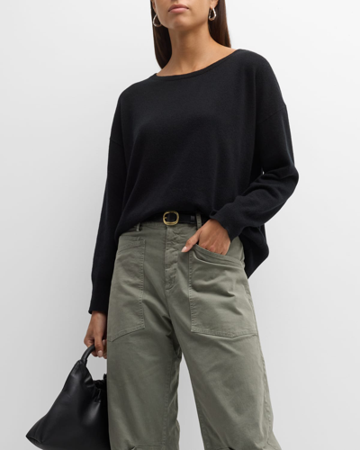 Shop Nili Lotan Ex-boyfriend Cashmere Crewneck Sweater In Black