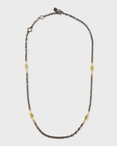 Shop Armenta Alternating Scroll Necklace In Emerald Triplets
