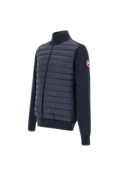 Shop Canada Goose "hybridge Knit Packable Jacket" In Blue