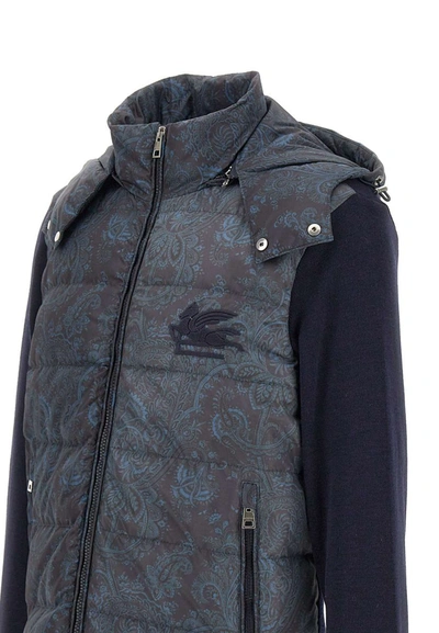 Shop Etro Down Jacket Paisley In Blue