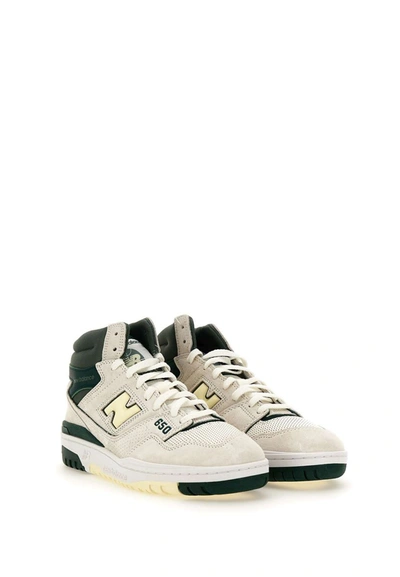 Shop New Balance "550" Leather And Suede Sneakers In White