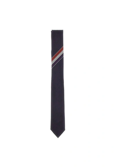 Shop Thom Browne "classic Necktie Rwb Stripe" Wool Tie In Blue