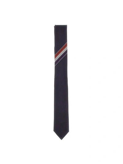 Shop Thom Browne "classic Necktie Rwb Stripe" Wool Tie In Blue